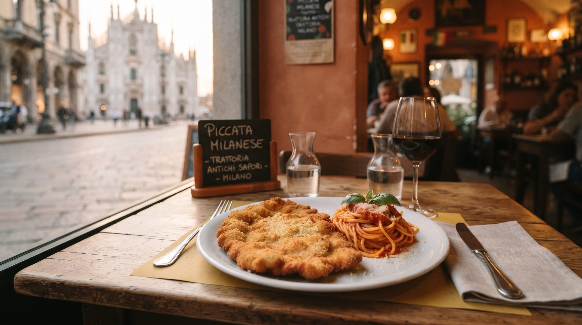 Eating the best Milanese Piccata at a pit stop in Italy